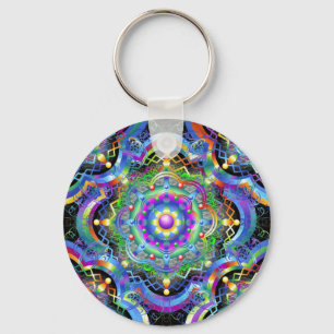 Mandala Universe Psychedelic Färg Nyckelring