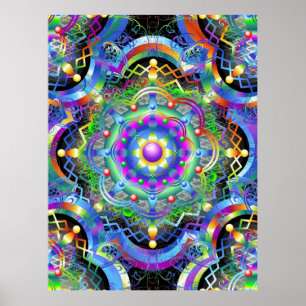 Mandala Universe Psychedelic Färg Poster