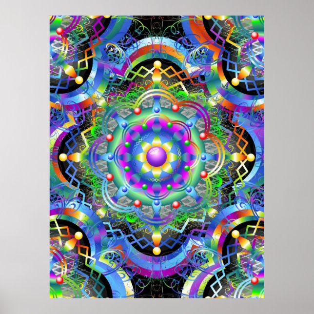 Mandala Universe Psychedelic Färg Poster (Framsidan)