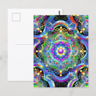 Mandala Universe Psychedelic Färg Vykort