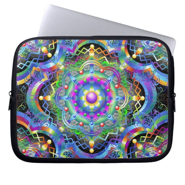 Mandala Universum Färger Laptop Sleeve (Framsidan)