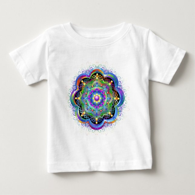 Mandala Universum Färger Tee Shirt (Framsida)