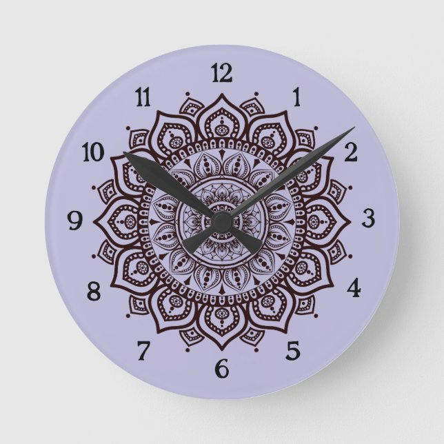 Mandala väggurklocka Elegant andlig heminredning Rund Klocka (Framsida)
