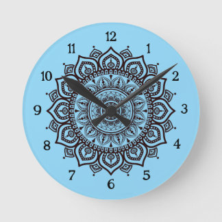 Mandala väggurklocka Elegant andlig heminredning Rund Klocka