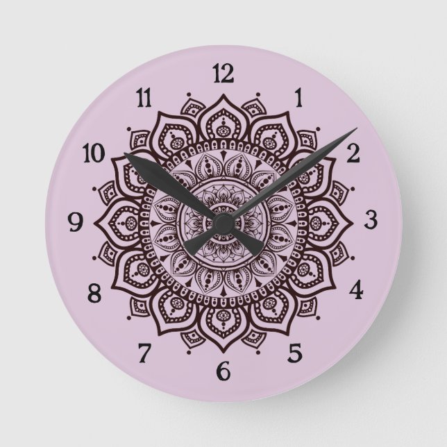 Mandala väggurklocka Elegant andlig heminredning Rund Klocka (Framsida)