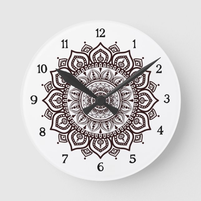 Mandala väggurklocka Elegant andlig heminredning Rund Klocka (Framsida)
