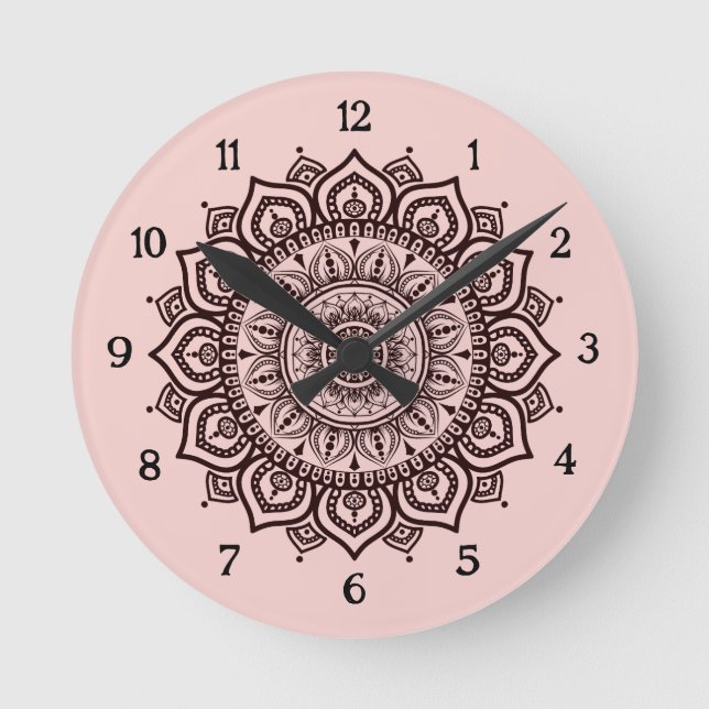 Mandala väggurklocka Elegant andlig heminredning Rund Klocka (Framsida)