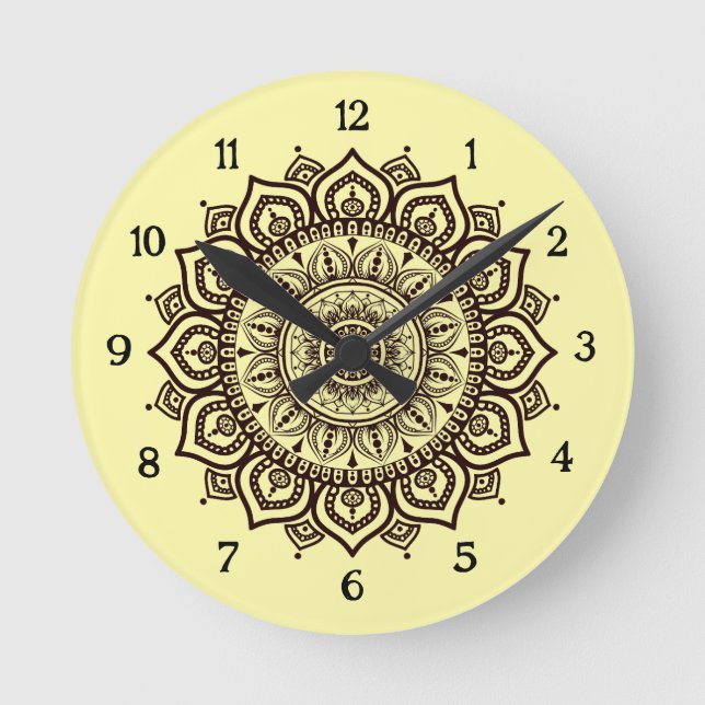 Mandala väggurklocka Elegant andlig heminredning Rund Klocka (Framsida)