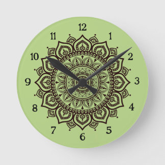 Mandala väggurklocka Elegant andlig heminredning Rund Klocka