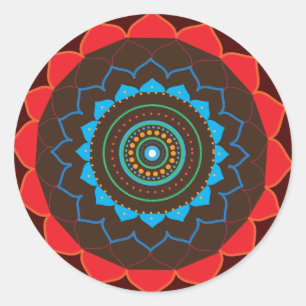Mandala Vector Art Teckning Sticker Runt Klistermärke