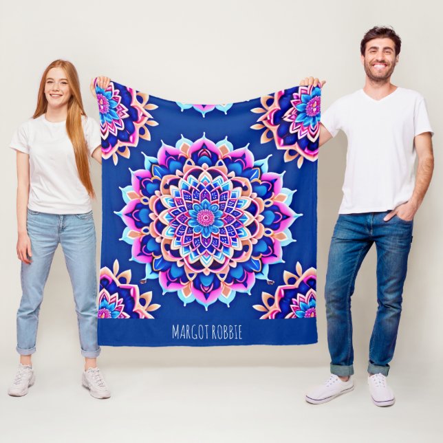 Mandala Violet Rosa Geometric Mönster Fleecefilt (På plats)
