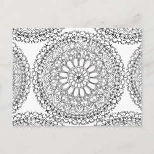 Mandala Vuxen Coloring Boho Mönster Vykort