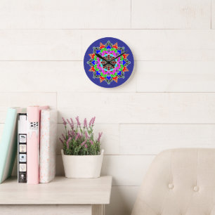 Mandala Wall Clock, 8-tums rund akryl Klocka
