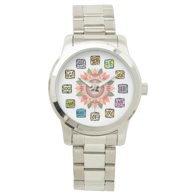Mandala Whimsical Clockface Women's Watch Armbandsur (Framsida)