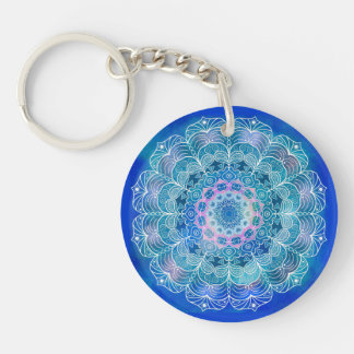 Mandala White Outline Blue Watercolor -