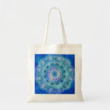 Mandala White Outline Blue Watercolor -