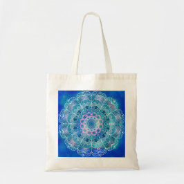 Mandala White Outline Blue Watercolor - Tygkasse