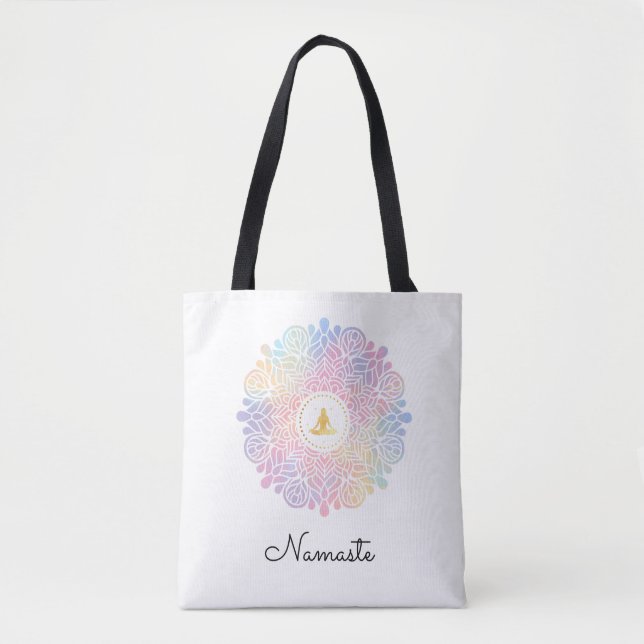 *~* Mandala Women Meditation Energy Pastel Rainbow Tygkasse (Framsida)