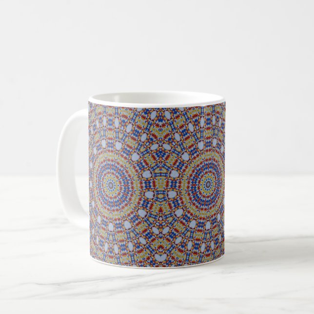 Mandala yellow blue coffee mug kaffemugg (Framsida vänster)