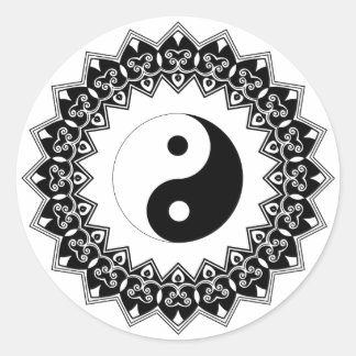 Mandala Yin Yang Large Sticker Runt Klistermärke