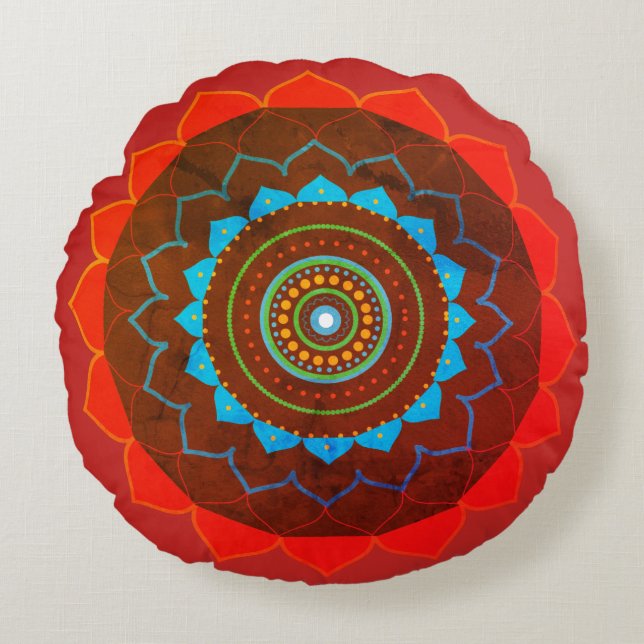 Mandala Yoga Gift Photo Round cushion Rund Kudde (Framsidan)