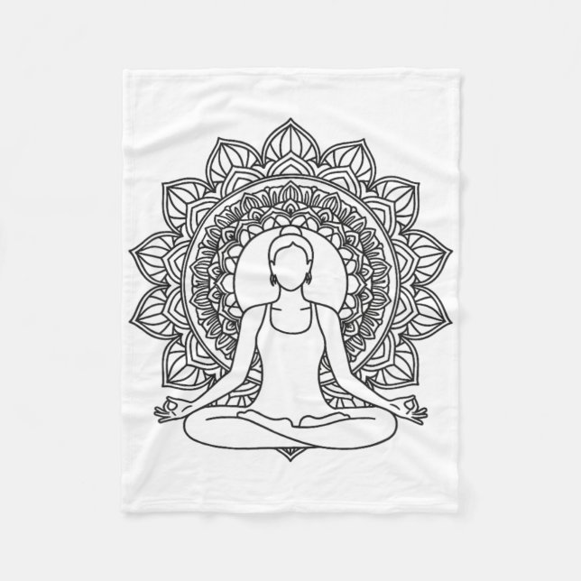 Mandala Yoga Meditation Pose Mindfulness Design  Fleecefilt (Framsidan)
