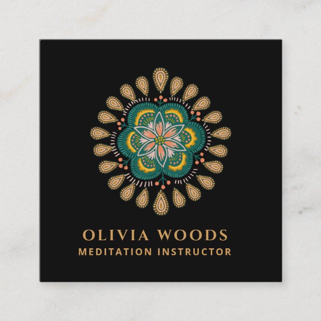 Mandala Yoga Visitenkort Fyrkantigt Visitkort (Framsida)
