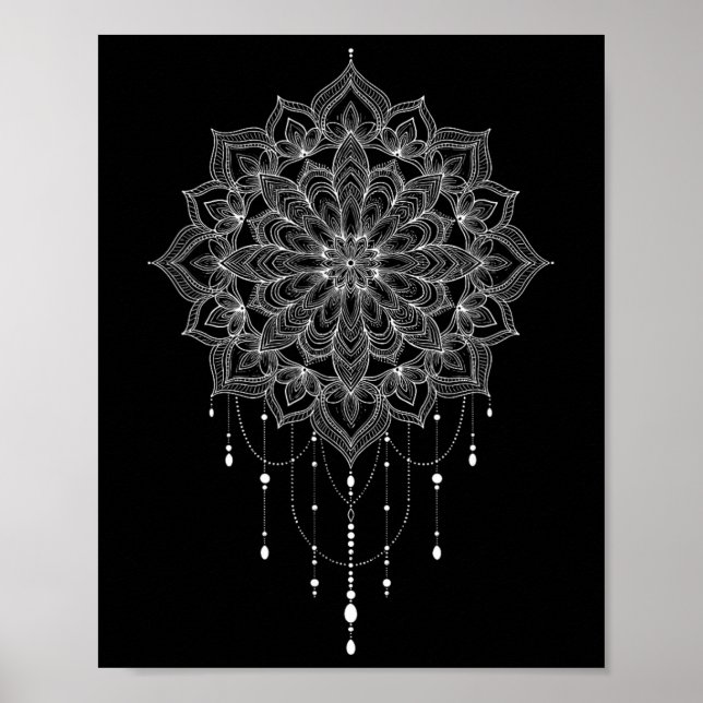 Mandala Zen Konst Botanisk Sukkulent Andlig Boho Poster (Framsidan)