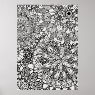 Mandala Zen Mönster Lineart Poster Skriv ut