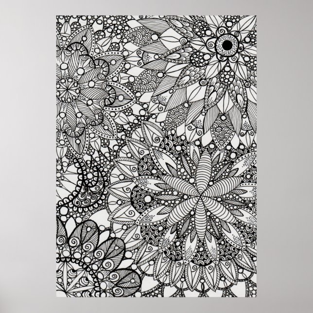 Mandala Zen Mönster Lineart Poster Skriv ut (Framsidan)