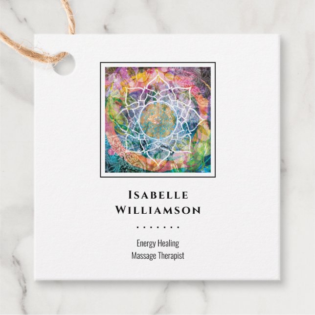 Mandala Zen Reiki Yoga Massage Helig Andlig Gåvor Etiketter (Framsida)