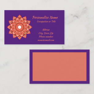 Mandala Zen Yoga Meditation Lila Rosa Namaste Visitkort