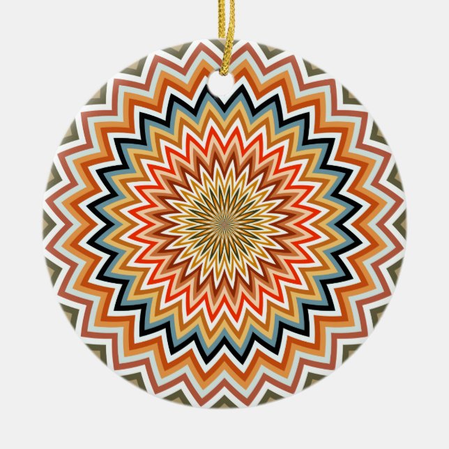Mandala Zigzag Mönster Julgransprydnad Keramik (Framsidan)