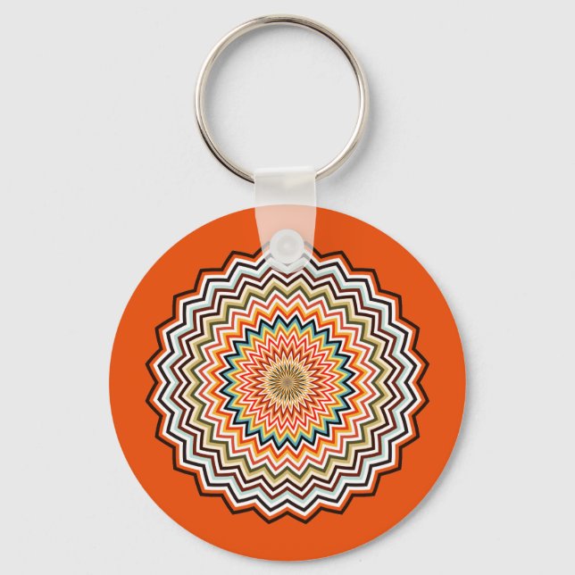Mandala Zigzag Mönster Keychain Nyckelring (Framsida)