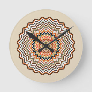 Mandala Zigzag Mönster Rund Klocka