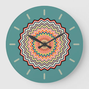 Mandala Zigzag Mönster Stor Klocka