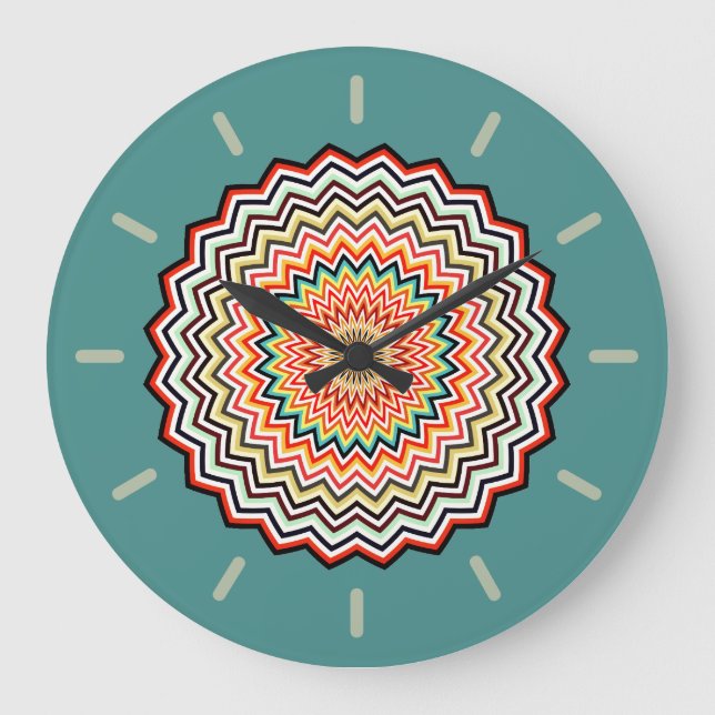 Mandala Zigzag Mönster Stor Klocka (Framsida)