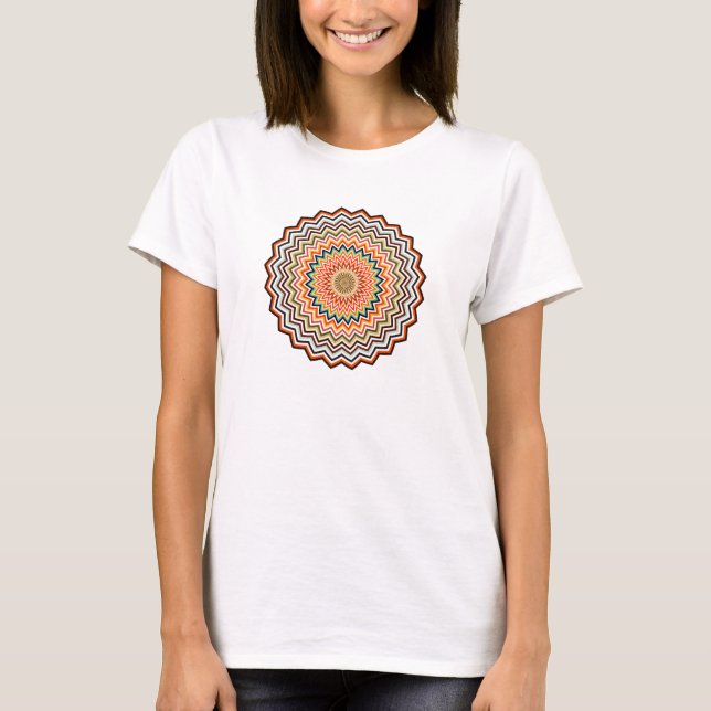 Mandala Zigzag Mönster T Shirt (Framsida)
