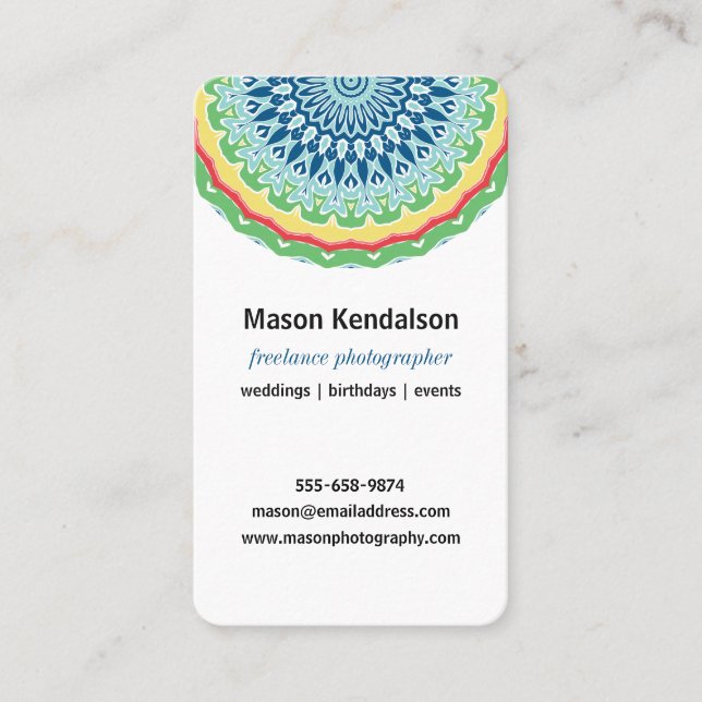 Mandalafotograf Visitkort (Framsida)