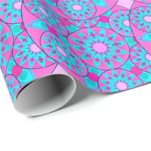 Mandalamönster, fuchsia, rosor & turkos presentpapper