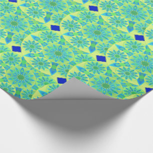 Mandalamönster, turkos, blått, limefruktgrönt presentpapper