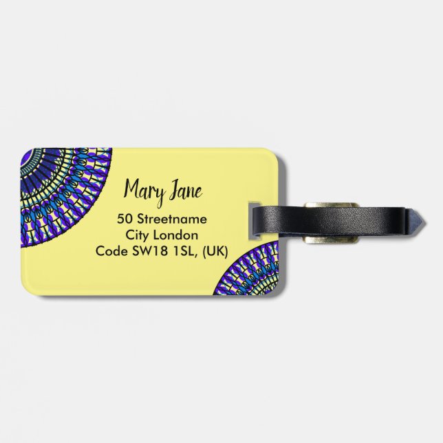 Mandalas Blue Tranquil Elegant - enkel unik Bagagebricka (Baksida Vågrät)