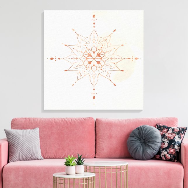 Mandalas Boho Väggkonst | Helig Geometri  Canvastryck (Insitu (Vardagsrum))