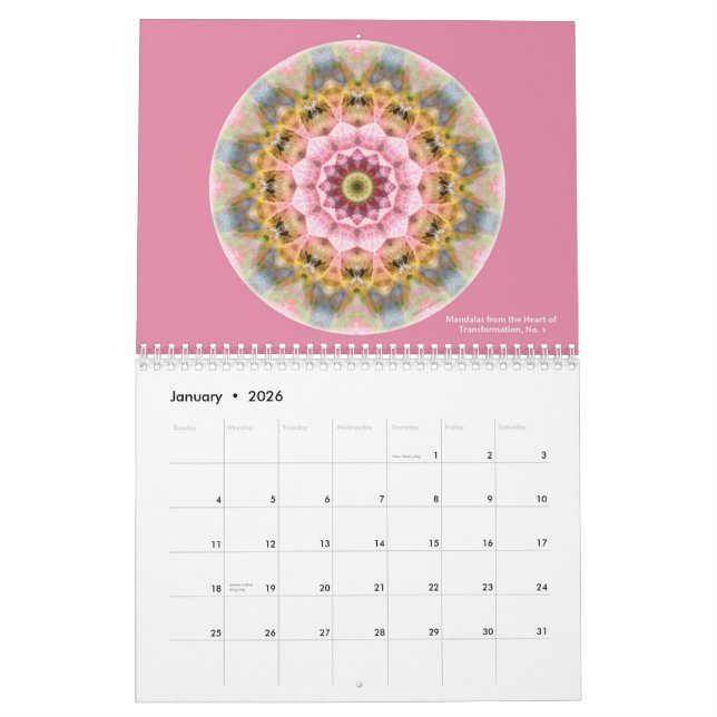 Mandalas från hjärtan av omformningskalendern kalender (Jan 2026)