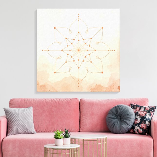 Mandalas Helig Geometrisk Väggkonst | Modern Boho Canvastryck (Insitu (Vardagsrum))