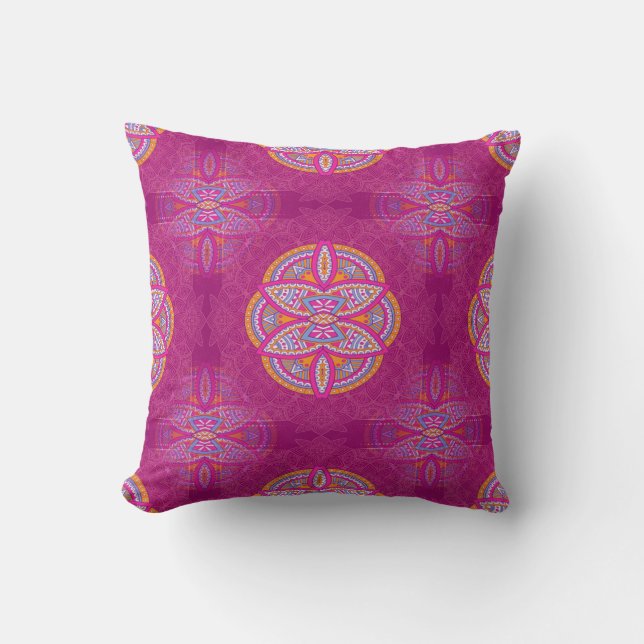 Mandalas i blandad Rosa repetera mönster Kudde (Framsida)