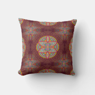 Mandalas i blandade Maron repetera mönster Kudde