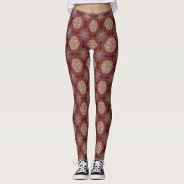 Mandalas i blandade Maron repetera mönster Leggings