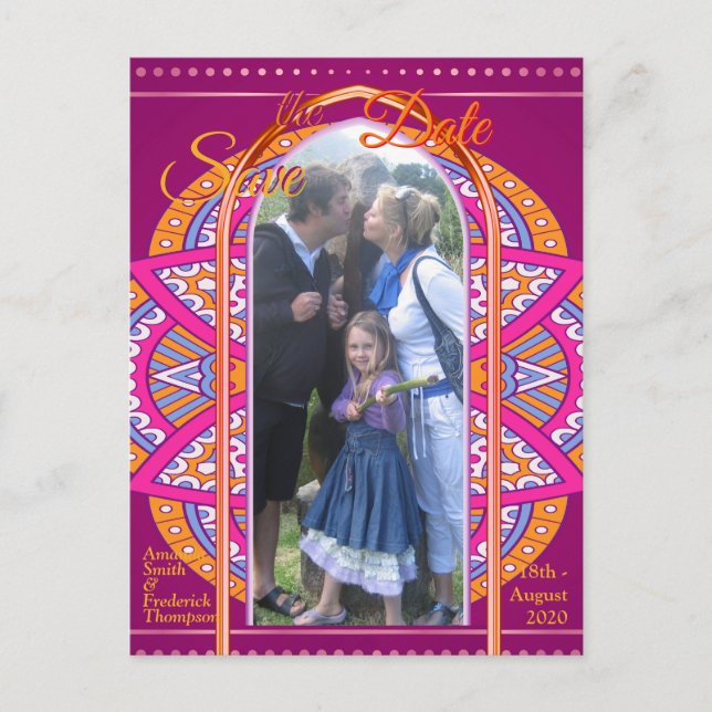 Mandalas i Cerise Pinks & maching upprepade mönste Meddelande Vykort (Framsida)