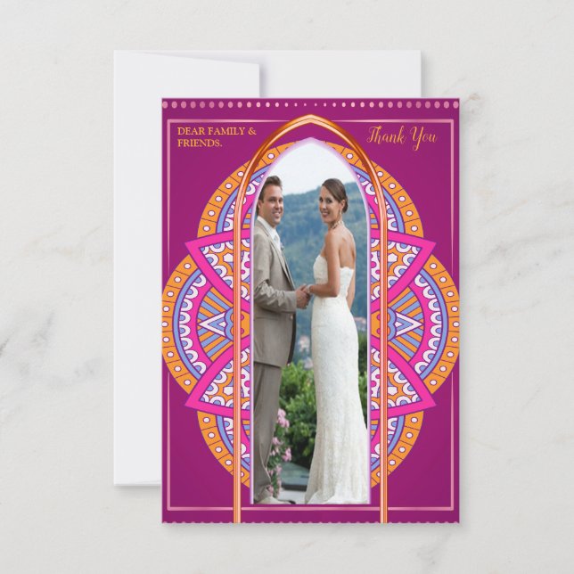 Mandalas i kombination Cerise Rosa, Blues & Orange OSA Kort (Framsida)